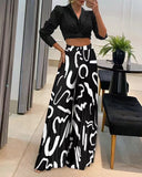 Bedruckte Palazzo-Hose mit hohem Bund und weitem Bein