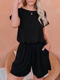 Lace-back Casual Fashion Short Sleeve Jumpsuit