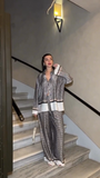 Geometric Print Oversized Shirt & Wide-Leg Pants Two-Piece Set