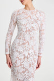 Robe longue moulante en maille brodée Sasha White