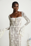 Lace Corset Midi Dress with Bell Sleeves