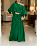 Off-Shoulder Loose Wide Leg Pants Vacation Two-Piece Set
