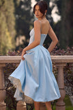 Satin-Korsett-Midikleid mit Tüllsaum