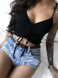 Sexy plissiertes Crop-Top-Camisole