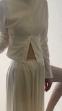 Ensemble top boutonné à découpes et jupe midi