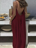 Backless Sleeveless Tie-Back Maxi Dress