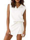 Zip-Up Sleeveless Top & Skort Two-Piece Set