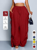 Loose Vintage Punk Drawstring Ruched High-Waisted Wide Leg Pants