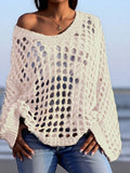Loose Hollow-Out Knit Cover-Up Sweater