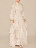 Estella Puff Sleeve Maxi Dress with Ruffle Trim and Bow Detail