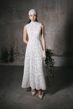High Neck Lace Sleeveless Maxi Wedding Dress