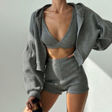 Zip-Up Hoodie and Jogger Set in Casual Sporty Style