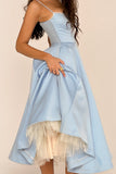 Satin-Korsett-Midikleid mit Tüllsaum
