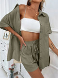 Short Sleeve Top and Shorts Two-Piece Set in Solid Color
