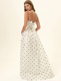 Polka Dot Bustier High-Low Maxi Dress