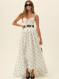 Polka Dot Bustier High-Low Maxi Dress
