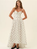 Polka Dot Bustier High-Low Maxi Dress