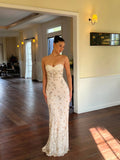 White Embellished Spaghetti Strap Maxi Dress