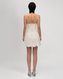 White Halter Ruffle Neck Mini Dress with Chiffon Skirt