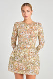 Sheer Floral Embellished Tulip Mini Gown