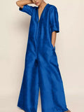 Solid Color Breathable Loose Jumpsuit