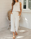 Casual Sleeveless Two Piece Suit