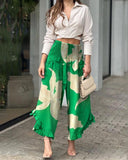 Sexy Bandage Shirt Lace Capri Suit