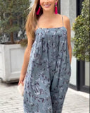 Casual Print Suspender Jumpsuit