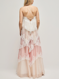 Lace Trim Tiered Maxi Gown