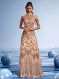 Rose Gold Sequin Mermaid Gown with Open Back