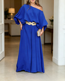 Off-Shoulder Loose Wide Leg Pants Vacation Two-Piece Set