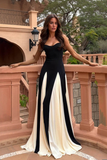 Color Block Cami Maxi Dress with Flared Skirt