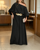 Off-Shoulder Loose Wide Leg Pants Vacation Two-Piece Set