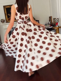 Vintage Polka Dot Square Neck Midi Dress
