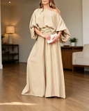 Off-Shoulder Loose Wide Leg Pants Vacation Two-Piece Set