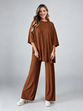 Loose Knit Half-Sleeve Top & Wide Leg Pants Loungewear Set