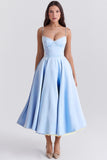 Satin-Korsett-Midikleid mit Tüllsaum 