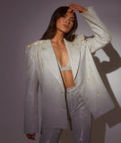 Sequin Three-Piece Blazer Set (Blazer, Bralette & Trousers)