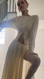 Set aus geknöpftem Top mit Cut-outs und Midirock 