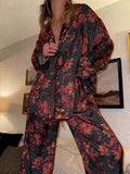 Retro Floral Print Modal Long Sleeve & Pants Set