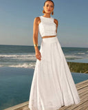 Paris Dreaming Embroidered Lace Crop Top & Maxi Skirt Two-Piece Set