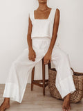 Casual Loose Solid Color Sleeveless Two-piece Suit