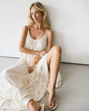 Noelle Strappy Tiered Satin Maxi Dress