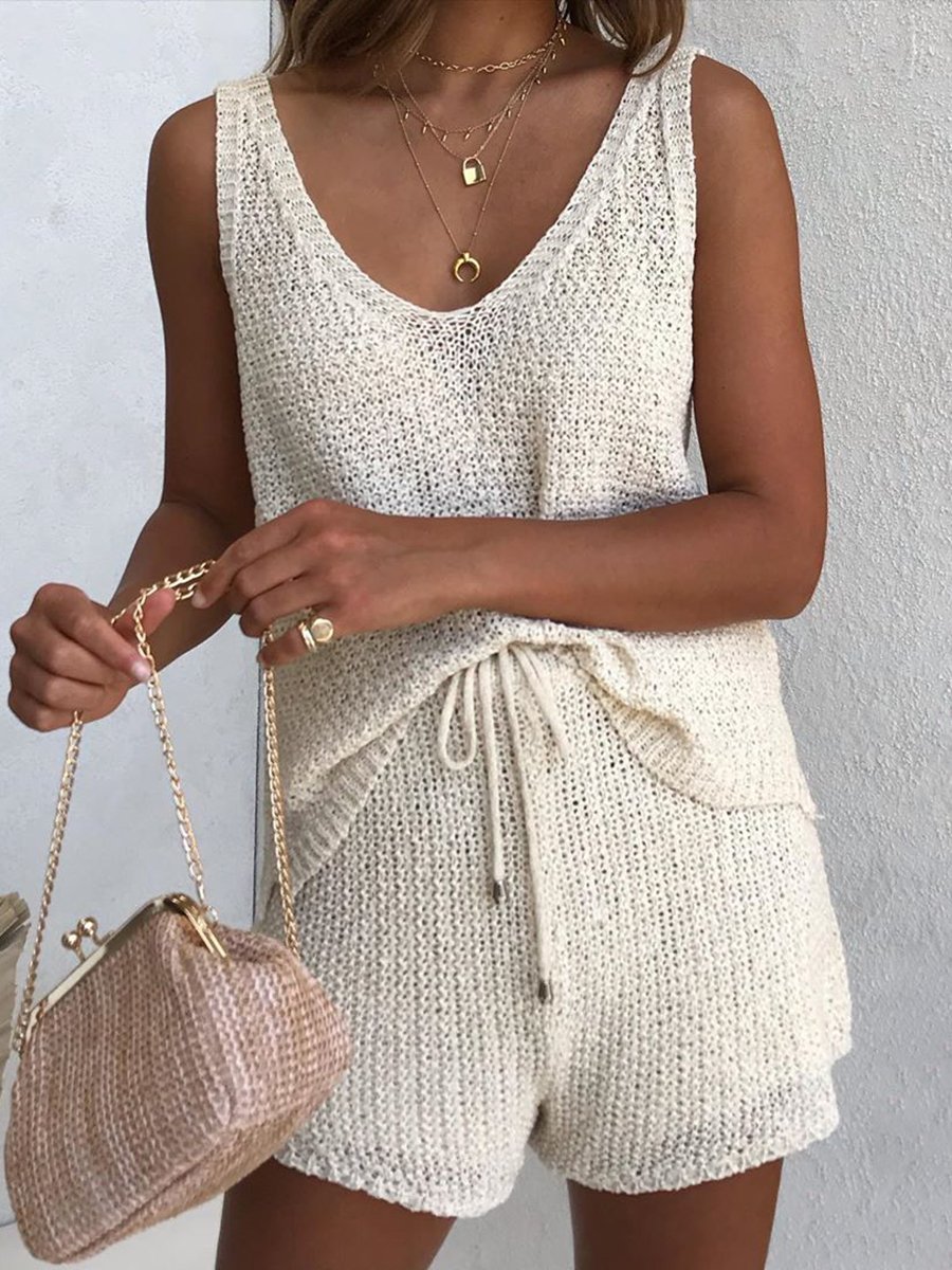 V-neck Short Fashion Two-piece Suit