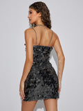 Sequin Off-Shoulder Bodycon Mini Dress with High Waist Fit
