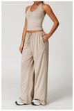 Halter Neck Tank Top & Wide Leg Pants Yoga Set