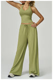 Halter Neck Tank Top & Wide Leg Pants Yoga Set