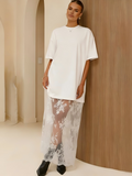 Women's Crew Neck Short Sleeve Lace Patchwork Casual Dress