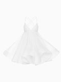 Deep V-Neck Backless Ruffled Mini Dress