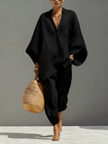 Casual-Style Batwing Sleeve V-Neck Loungewear Set